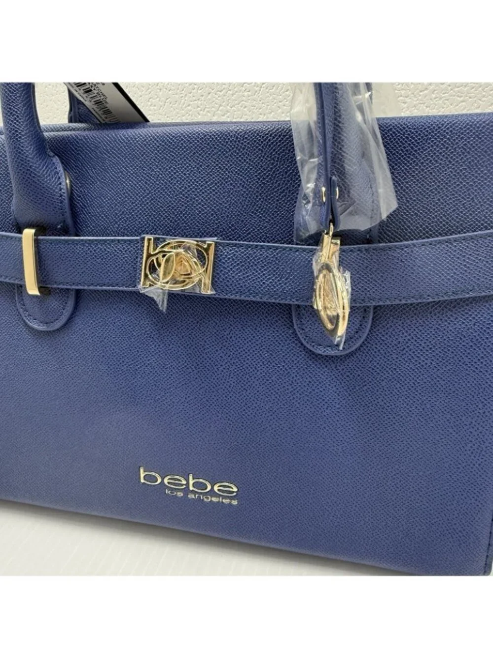 Bebe Los Angeles Evie Satchel NWT Galaxy Blue Gold Hardware Crossbody Bag Work
